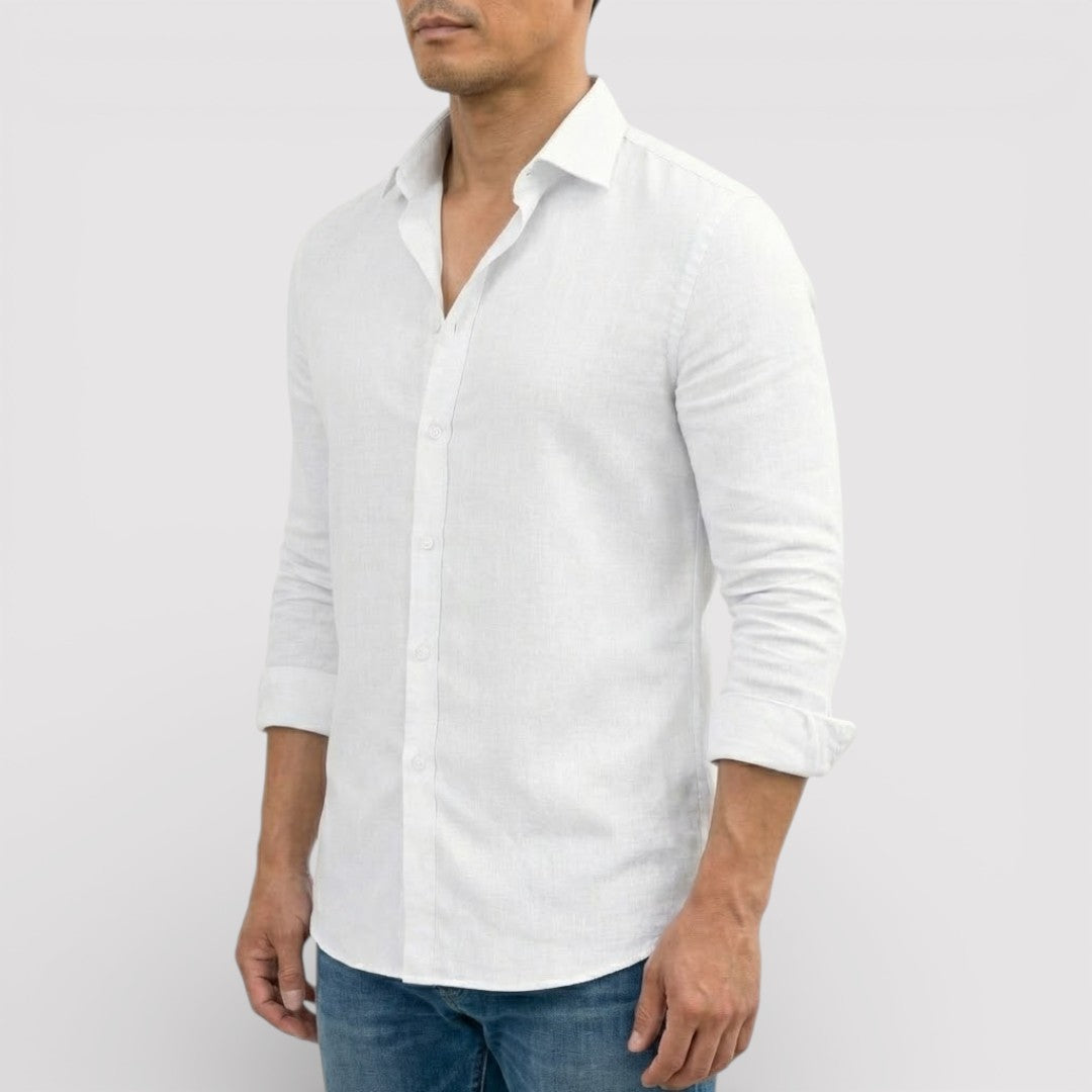 ORVIN 通気性リネン混シャツ