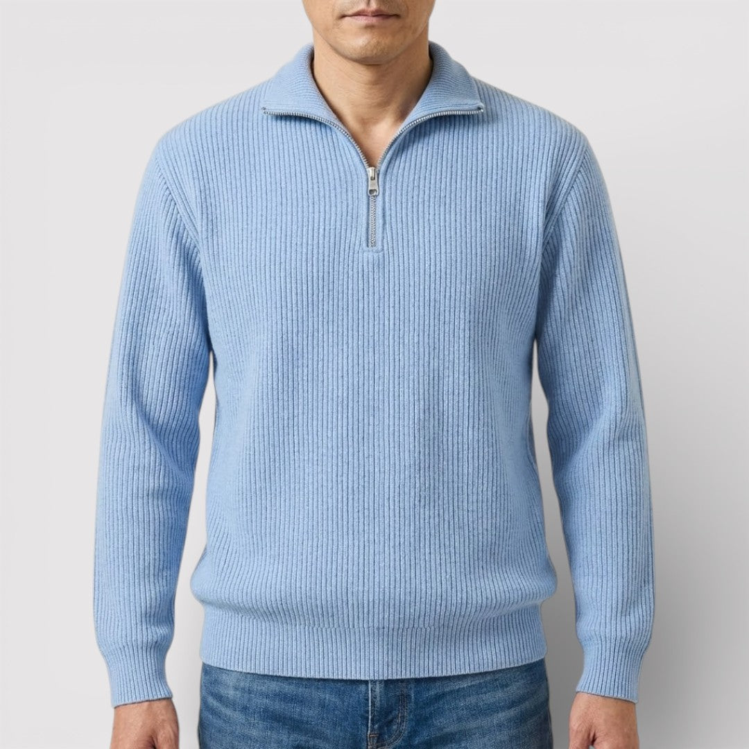 RONEL  テクスチャード・リブ・ハーフジップ・ニット