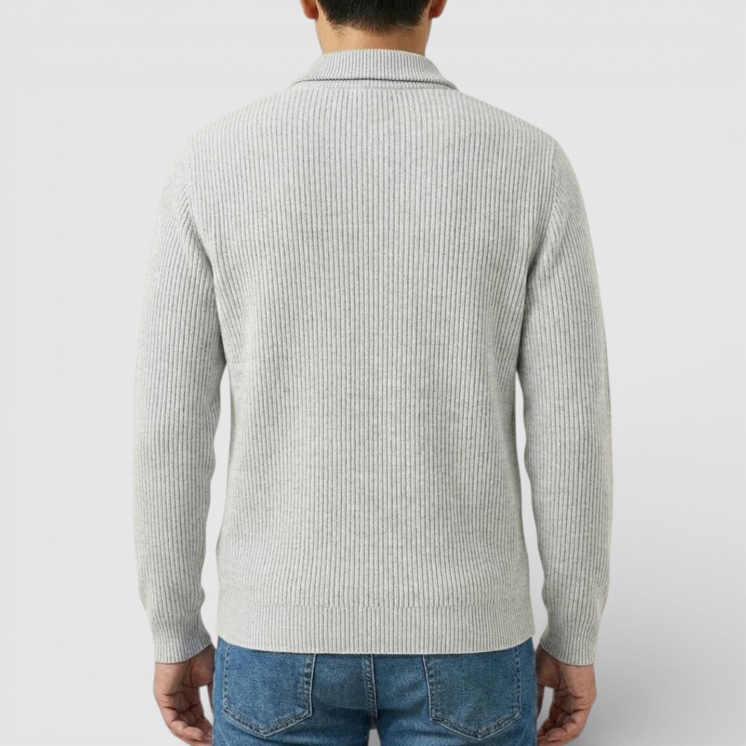 RONEL  テクスチャード・リブ・ハーフジップ・ニット