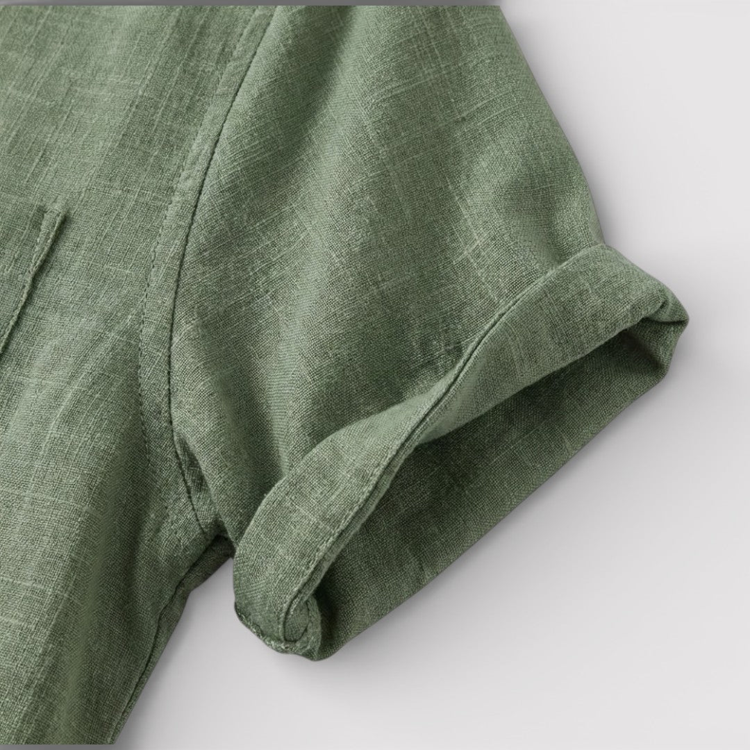 WILSON 通気性リネン混半袖シャツ