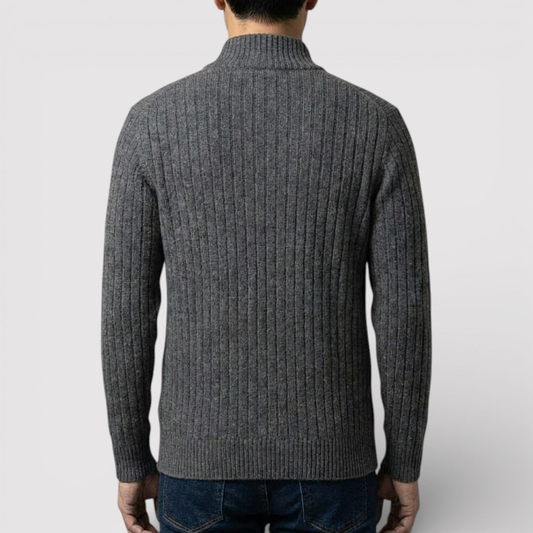 EDGAR テクスチャード・リブ・ジップ・カーディガン