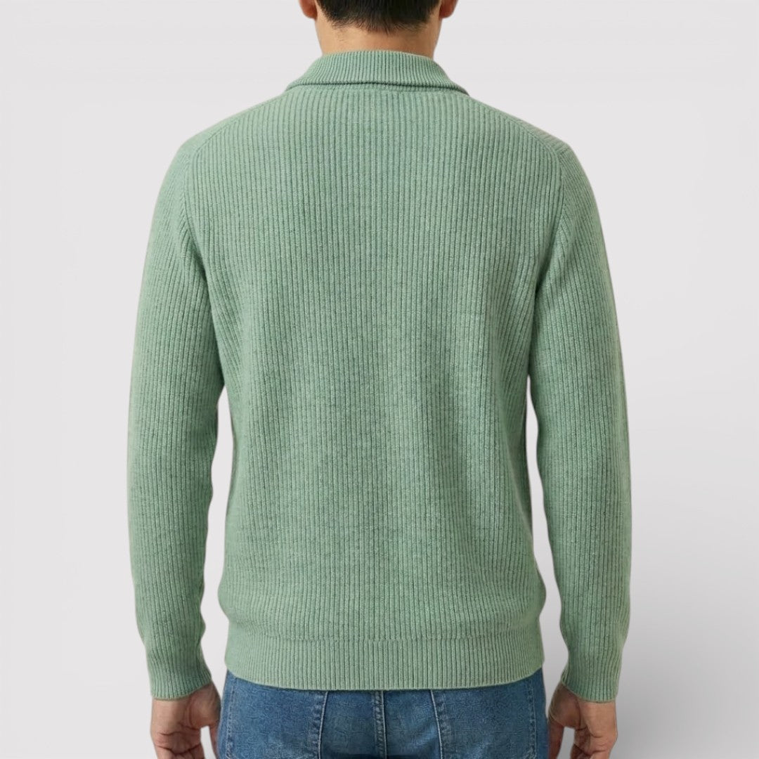 RONEL  テクスチャード・リブ・ハーフジップ・ニット