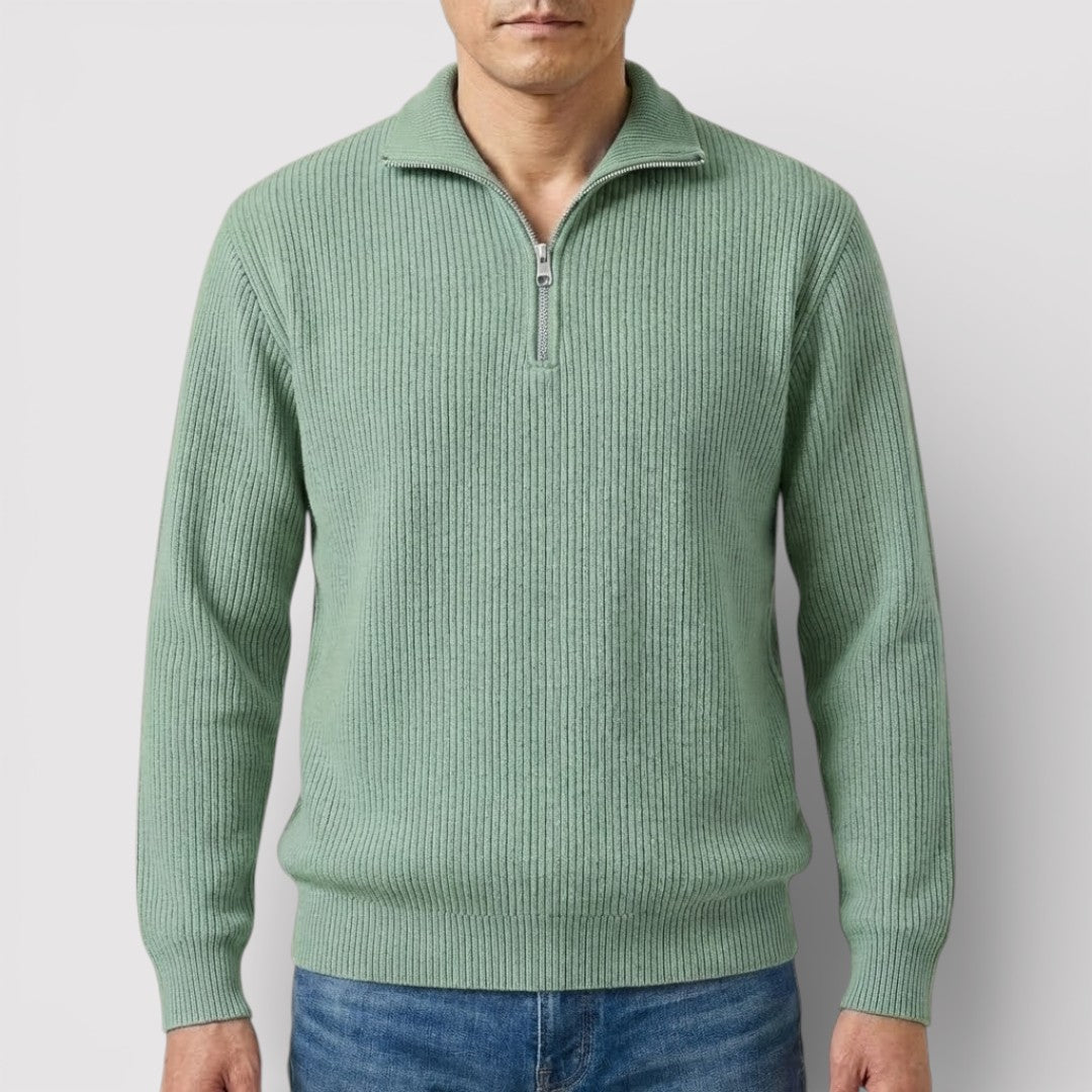 RONEL  テクスチャード・リブ・ハーフジップ・ニット