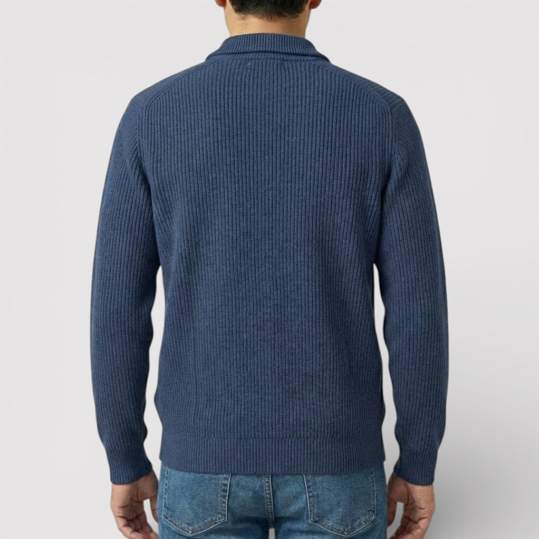 RONEL  テクスチャード・リブ・ハーフジップ・ニット