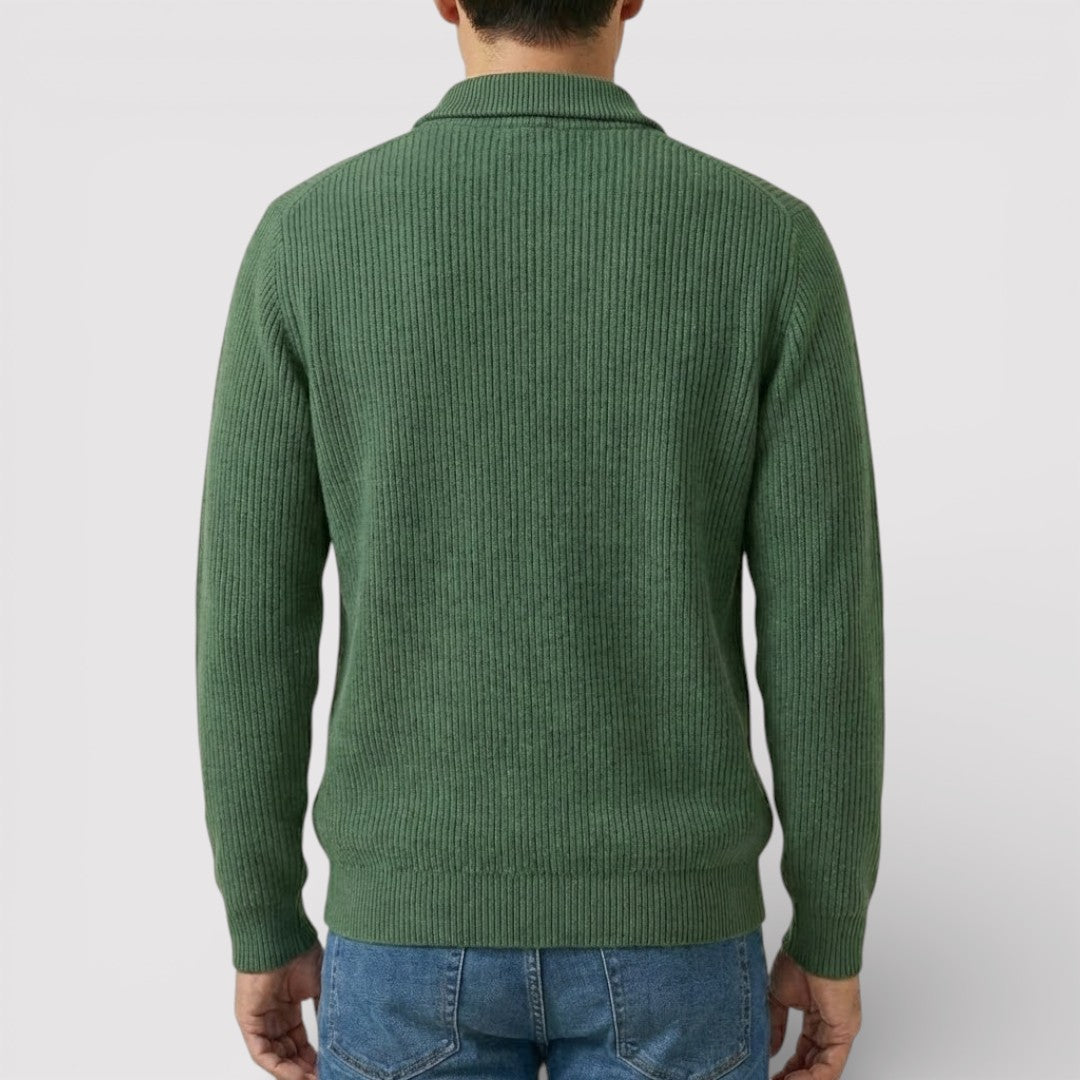 RONEL  テクスチャード・リブ・ハーフジップ・ニット