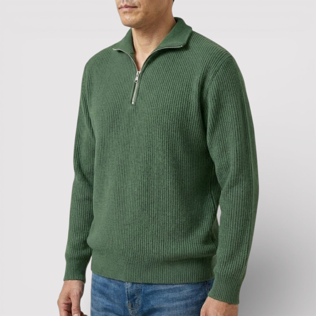 RONEL  テクスチャード・リブ・ハーフジップ・ニット