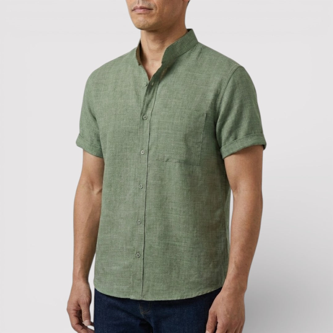 WILSON 通気性リネン混半袖シャツ