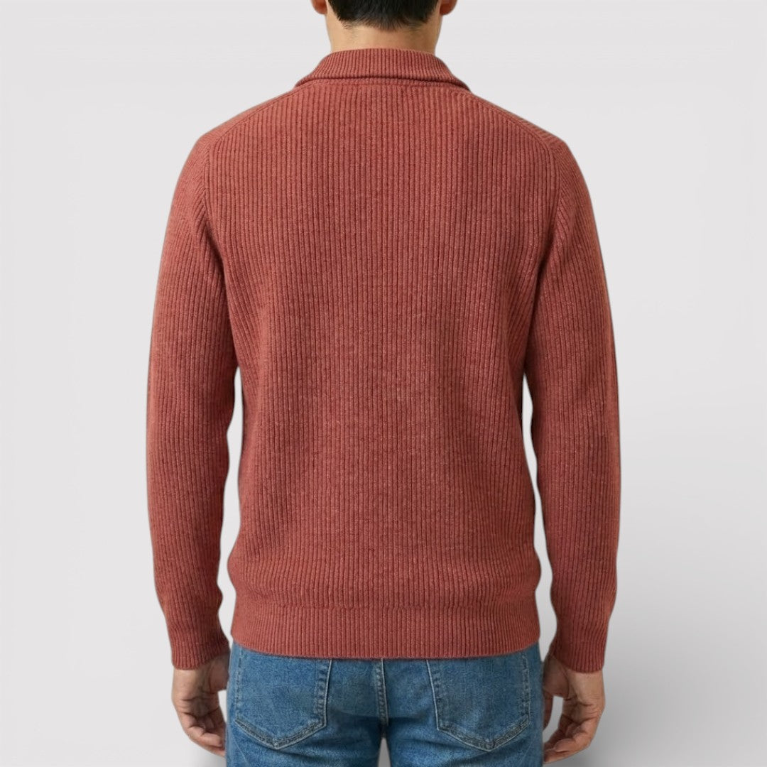 RONEL  テクスチャード・リブ・ハーフジップ・ニット