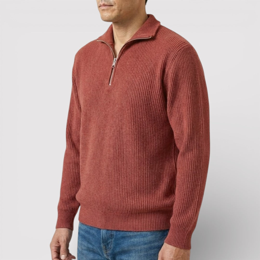 RONEL  テクスチャード・リブ・ハーフジップ・ニット