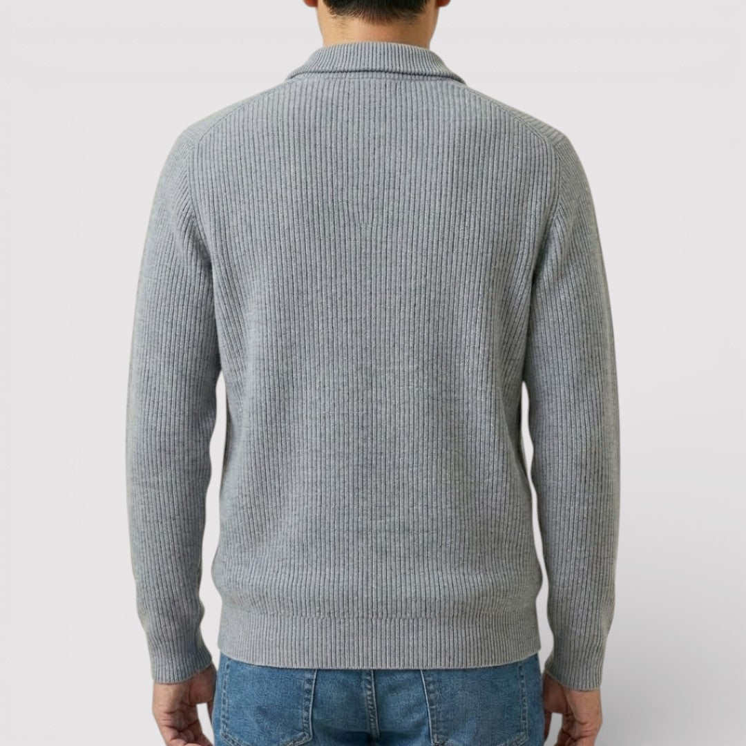 RONEL  テクスチャード・リブ・ハーフジップ・ニット