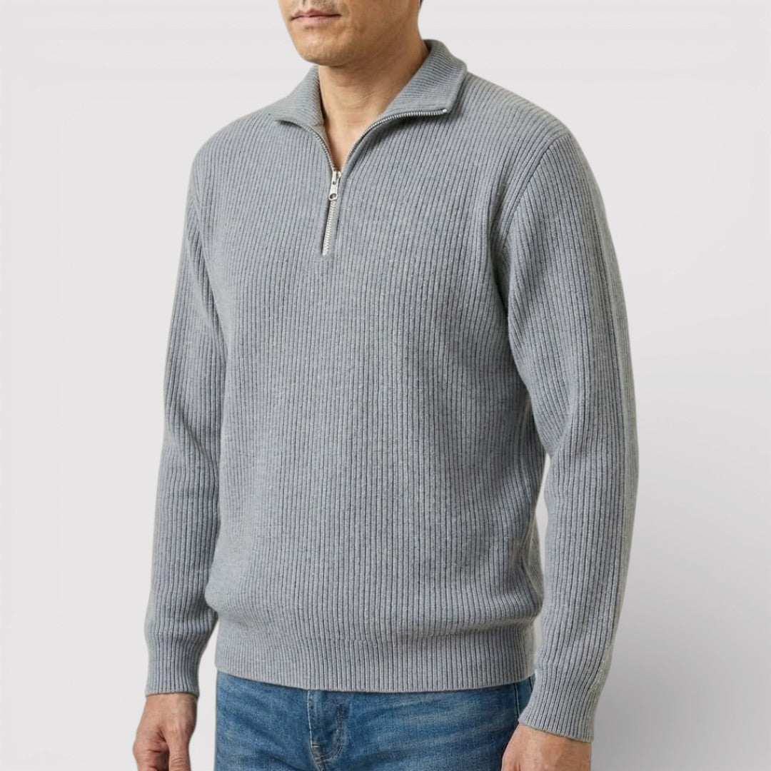 RONEL  テクスチャード・リブ・ハーフジップ・ニット