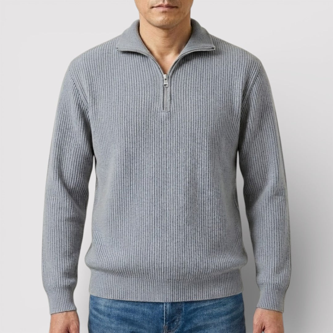 RONEL  テクスチャード・リブ・ハーフジップ・ニット
