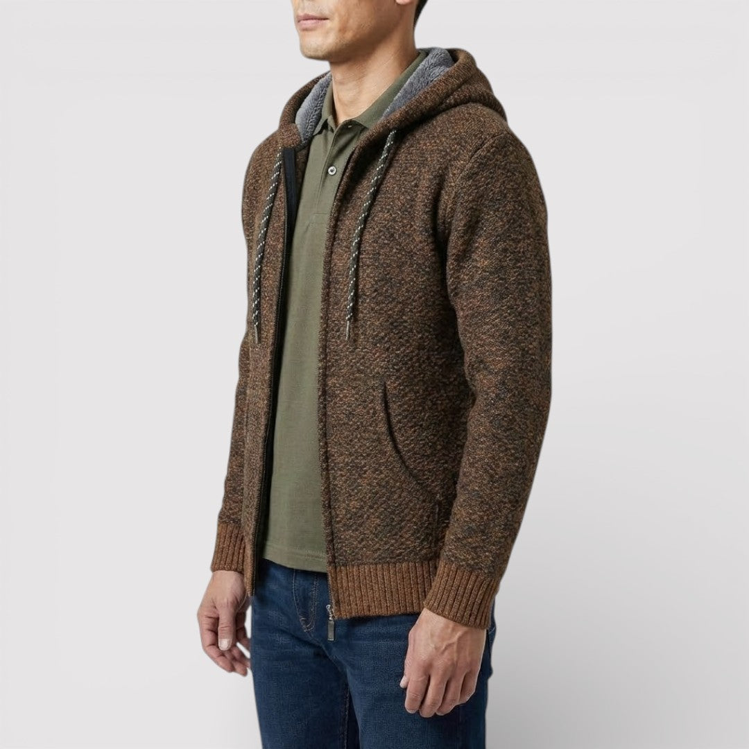 NOLANO テクスチャードニット・ジップパーカー