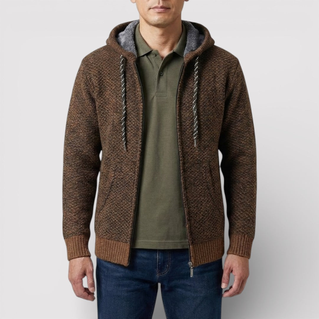 NOLANO テクスチャードニット・ジップパーカー